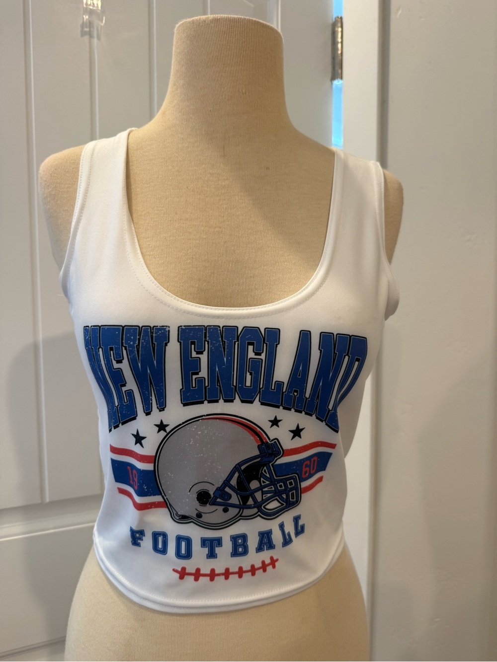 White New England Football Graphic Tank Top
